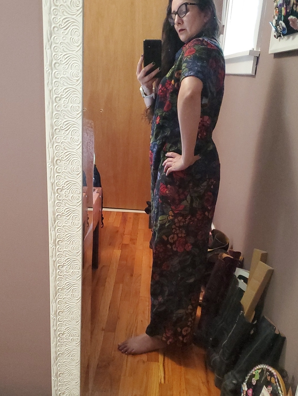 Lucy & Yak Floral Print Short-Sleeve Jumpsuit in Multi - Size 18 - Picture 11 of 14